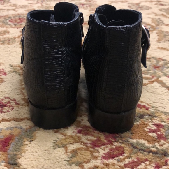 H&M boot  black. Faux leather.  Silver buckle.  Size 38. EUC - Picture 3 of 4